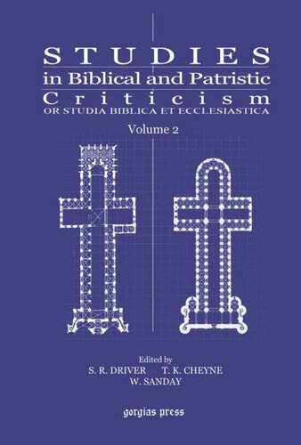 Studies in Biblical and Patristic Criticism: Or Studia Biblica et Ecclesiastica