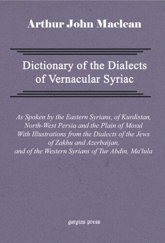 Dictionary of the Dialects of Vernacular Syriac