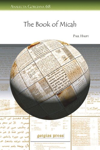The Book of Micah: Translation, Commentary, Notes and Edited Text