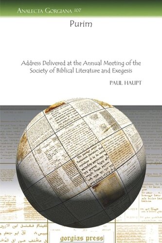 Purim: Address Delivered at the Annual Meeting of the Society of Biblical Literature and Exegesis