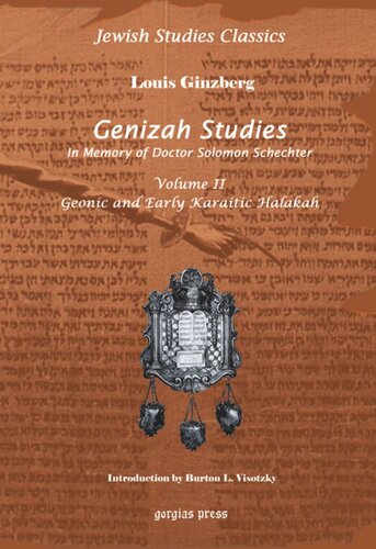 Genizah Studies in Memory of Doctor Solomon Schechter: New Introduction by Burton L. Visotzky