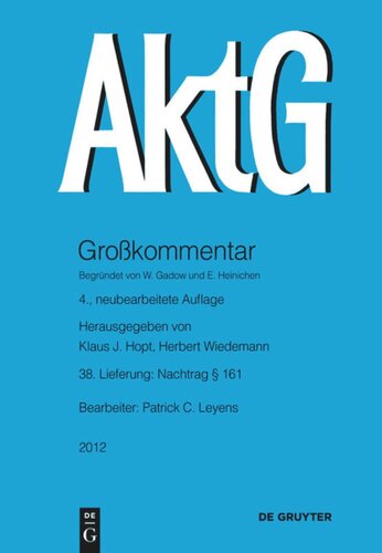 Aktiengesetz: Lieferung 38 Nachtrag § 161