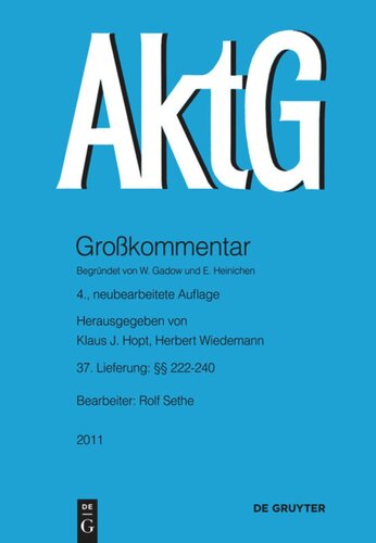 Aktiengesetz: Lieferung 37 §§ 222-240