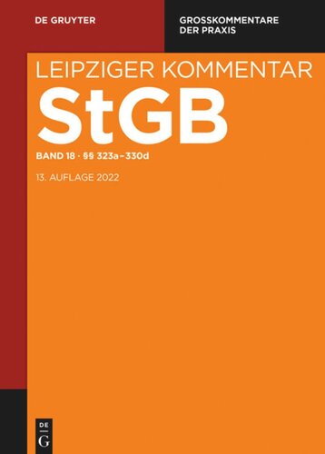 Strafgesetzbuch. Leipziger Kommentar: Band 18 §§ 323a-330d