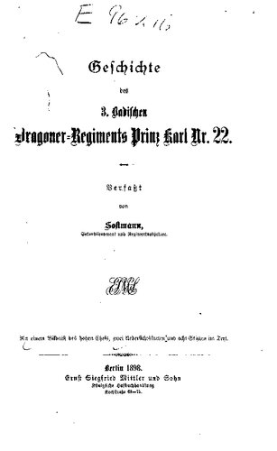 Geschichte des 3. Badischen Dragoner-Regiments Prinz Karl Nr. 22