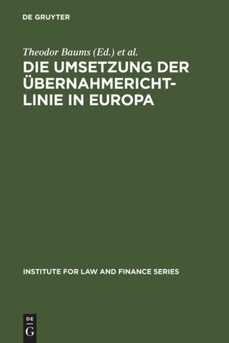 Die Umsetzung der Übernahmerichtlinie in Europa