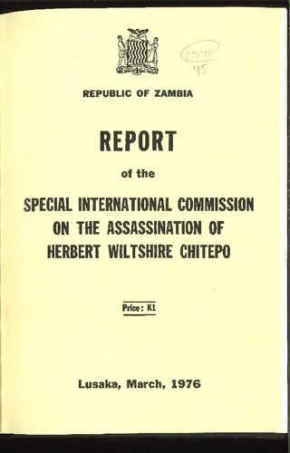 Report of the Special International Commission on the Assassination of Herbert Wiltshire Chitepo