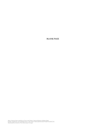 Dance and Music of Court and Theater: Selected Writings of Wendy Hilton