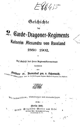 Geschichte des 2. Garde-Dragoner-Regiments Kaiserin Alexandra von Russland 1860 - 1902