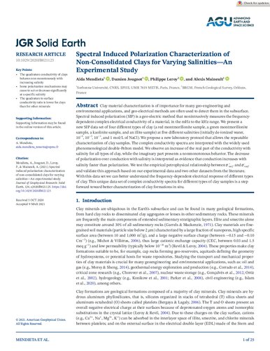 Spectral Induced Polarization Characterization of Non-Consolidated Clays for Varying Salinities—An Experimental Study
