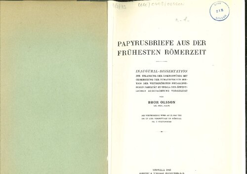 Papyrusbriefe aus der frühsten Römerzeit