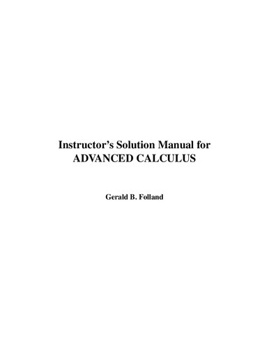 Instructor's Solution Manual for Advanced Calculus