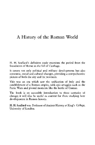 A History of the Roman World 753-146 BC