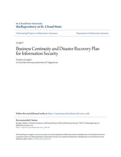 Business Continuity and Disaster Recovery Plan for Information Security
