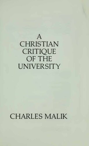 Christian Critique of University