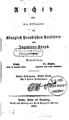 Archiv für die Offiziere der Königlich Preußischen Artillerie- und Ingenieur-Korps