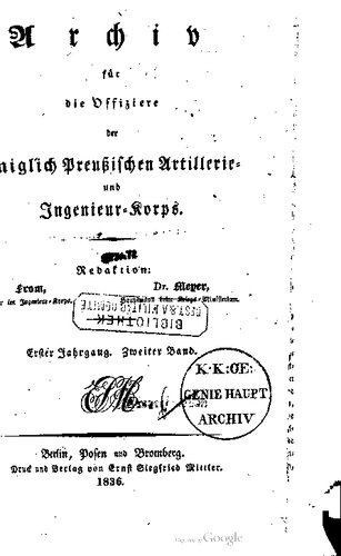 Archiv für die Offiziere der Königlich Preußischen Artillerie- und Ingenieur-Korps