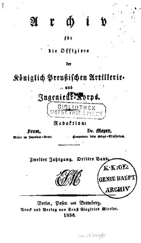 Archiv für die Offiziere der Königlich Preußischen Artillerie- und Ingenieur-Korps