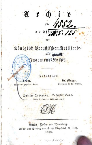 Archiv für die Offiziere der Königlich Preußischen Artillerie- und Ingenieur-Korps