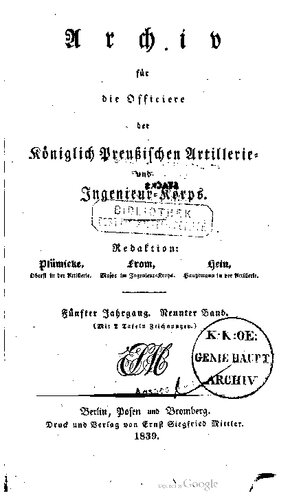 Archiv für die Offiziere der Königlich Preußischen Artillerie- und Ingenieur-Korps
