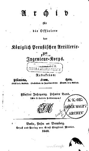 Archiv für die Offiziere der Königlich Preußischen Artillerie- und Ingenieur-Korps