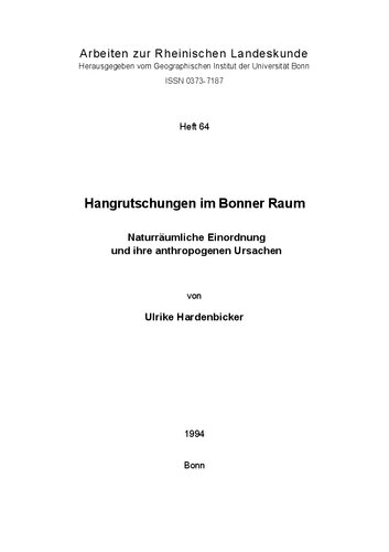 Hangrutschungen im Bonner Raum - Naturräumliche Einordnung und ihre anthropogenen Ursachen