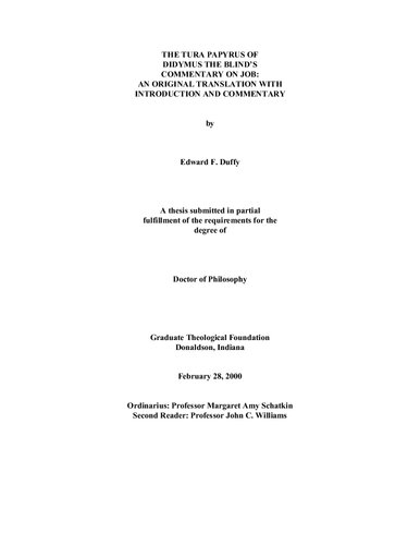 Didymus of Alexandria Commentary on Job