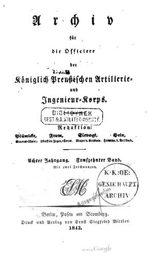 Archiv für die Offiziere der Königlich Preußischen Artillerie- und Ingenieur-Korps