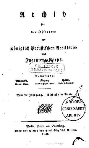 Archiv für die Offiziere der Königlich Preußischen Artillerie- und Ingenieur-Korps