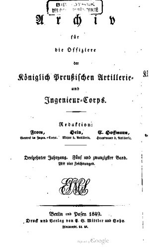 Archiv für die Offiziere der Königlich Preußischen Artillerie- und Ingenieur-Korps
