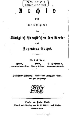 Archiv für die Offiziere der Königlich Preußischen Artillerie- und Ingenieur-Korps