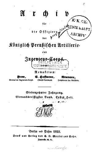 Archiv für die Offiziere der Königlich Preußischen Artillerie- und Ingenieur-Korps