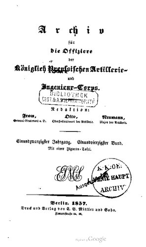 Archiv für die Offiziere der Königlich Preußischen Artillerie- und Ingenieur-Korps