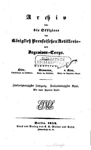 Archiv für die Offiziere der Königlich Preußischen Artillerie- und Ingenieur-Korps