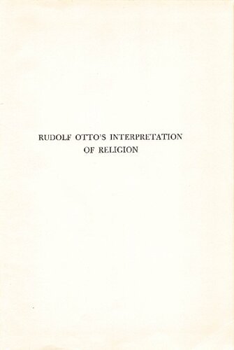 Rudolf Otto's Interpretation of Religion