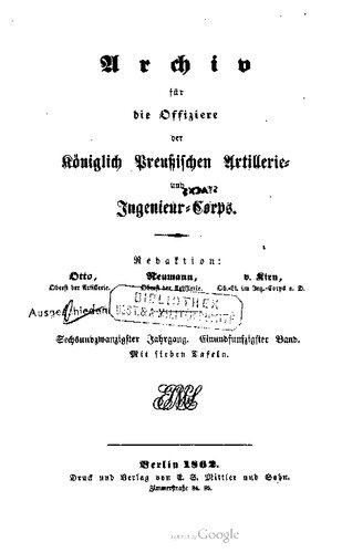 Archiv für die Offiziere der Königlich Preußischen Artillerie- und Ingenieur-Korps