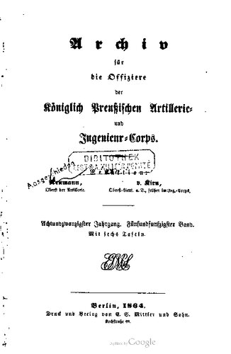 Archiv für die Offiziere der Königlich Preußischen Artillerie- und Ingenieur-Korps