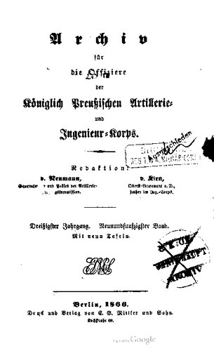 Archiv für die Offiziere der Königlich Preußischen Artillerie- und Ingenieur-Korps