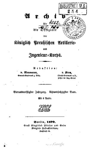 Archiv für die Offiziere der Königlich Preußischen Artillerie- und Ingenieur-Korps