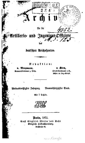 Archiv für die Offiziere der Königlich Preußischen Artillerie- und Ingenieur-Korps