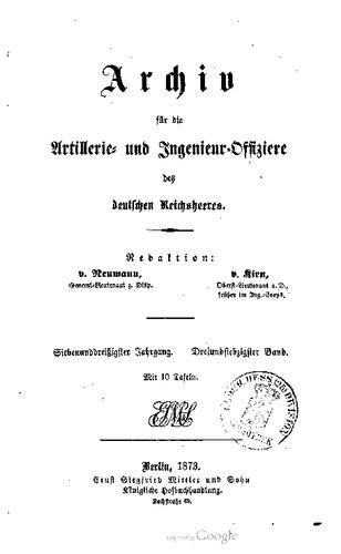 Archiv für die Artillerie- und Ingenieur-Offiziere des deutschen Reichsheeres