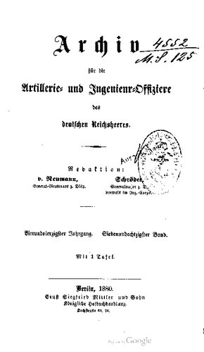 Archiv für die Artillerie- und Ingenieur-Offiziere des deutschen Reichsheeres