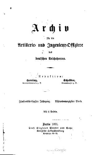 Archiv für die Artillerie- und Ingenieur-Offiziere des deutschen Reichsheeres