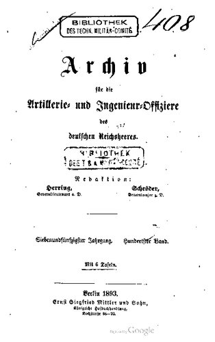 Archiv für die Artillerie- und Ingenieur-Offiziere des deutschen Reichsheeres