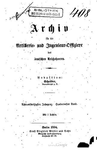 Archiv für die Artillerie- und Ingenieur-Offiziere des deutschen Reichsheeres