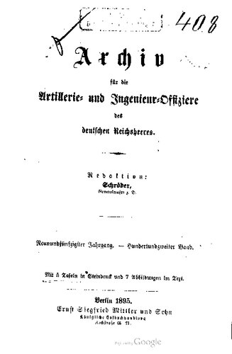Archiv für die Artillerie- und Ingenieur-Offiziere des deutschen Reichsheeres