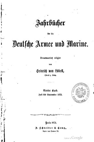 Jahrbücher für die Deutsche Armee und Marine / Juli bis September 1872