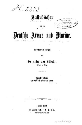 Jahrbücher für die Deutsche Armee und Marine / Oktober bis Dezember 1873