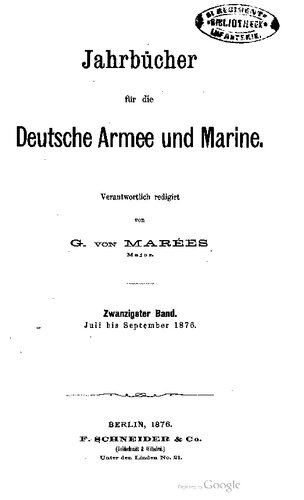 Jahrbücher für die Deutsche Armee und Marine / Juli bis September 1876