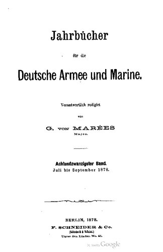 Jahrbücher für die Deutsche Armee und Marine / Juli bis September 1878